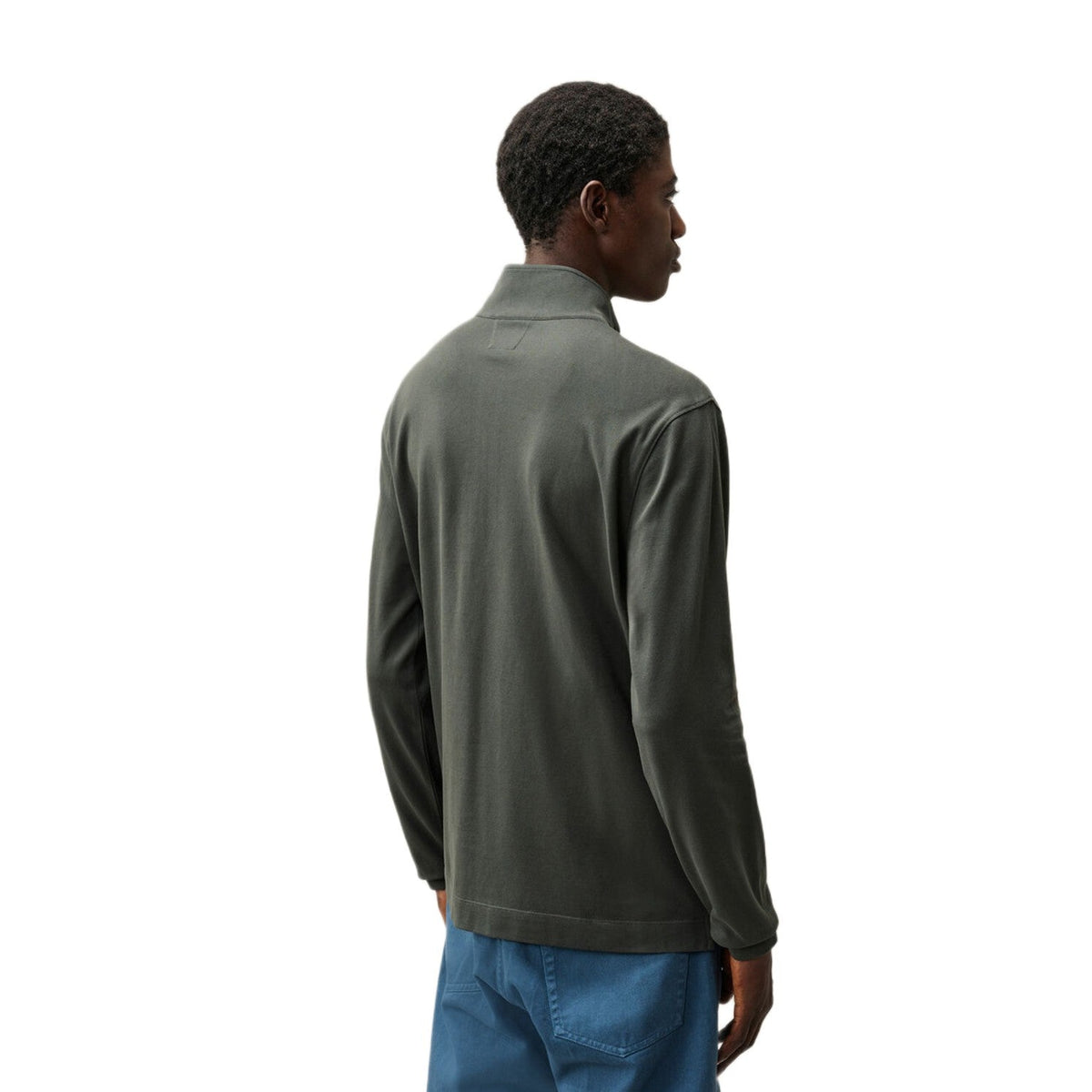CP Company L/S Stretch Half Zip Polo-Shirt - 985 Raven Grey - Escape Menswear