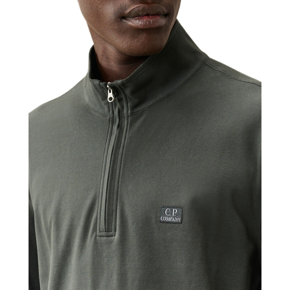 CP Company L/S Stretch Half Zip Polo-Shirt - 985 Raven Grey - Escape Menswear