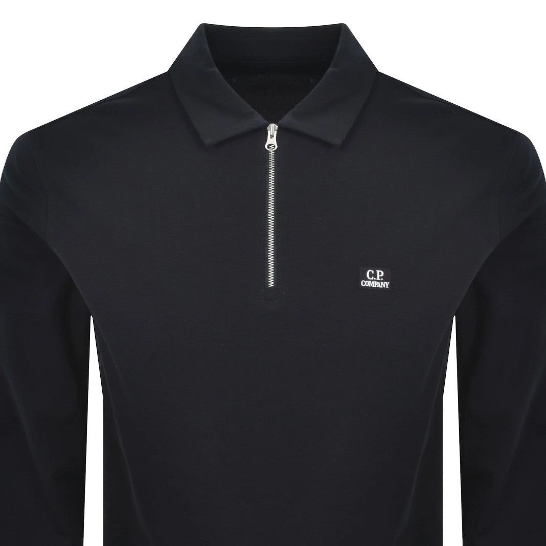 CP Company L/S Stretch Zip Polo-Shirt - 888 Total Eclipse - Escape Menswear