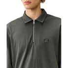 CP Company L/S Stretch Zip Polo-Shirt - 985 Raven Grey - Escape Menswear