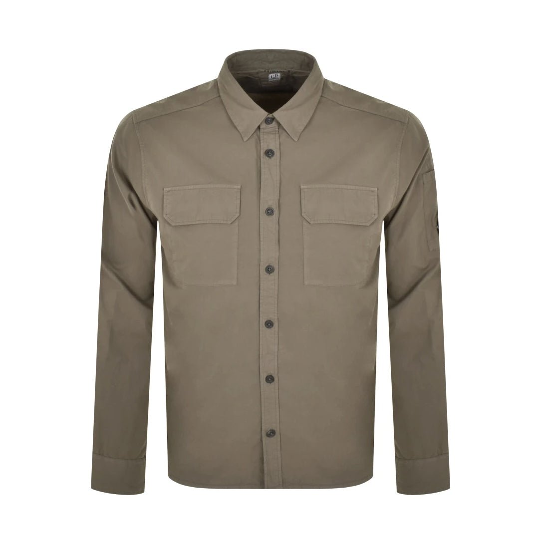 CP Company MSH157A Long Sleeve Shirt - 339 Lead Grey - Escape Menswear