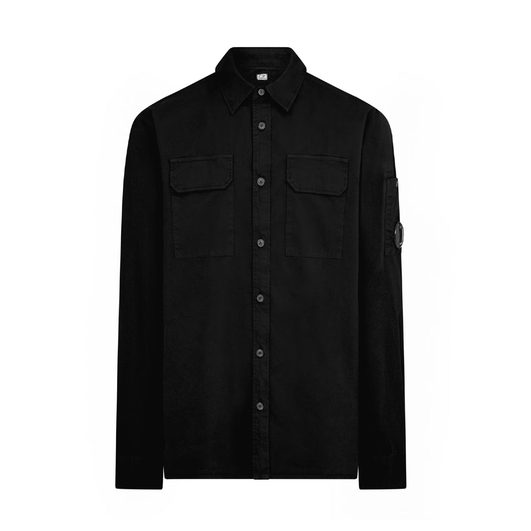 CP Company MSH157A Long Sleeve Shirt - 999 Black - Escape Menswear