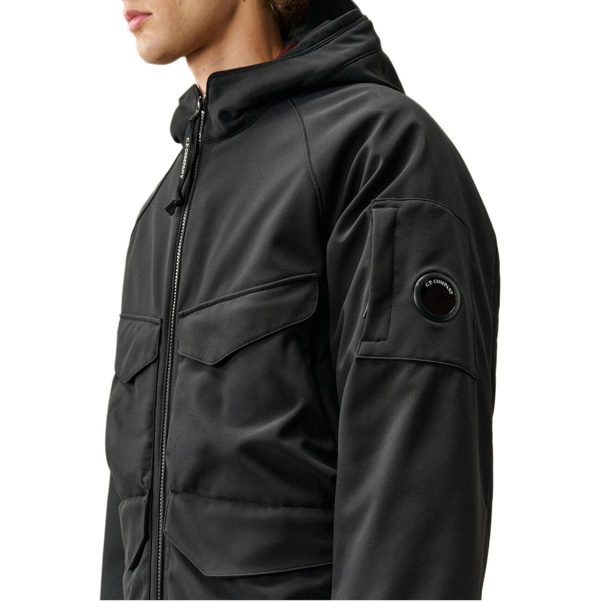 C.P. Company Shell-R Padded Lens Jacket - 999 Black - Escape Menswear