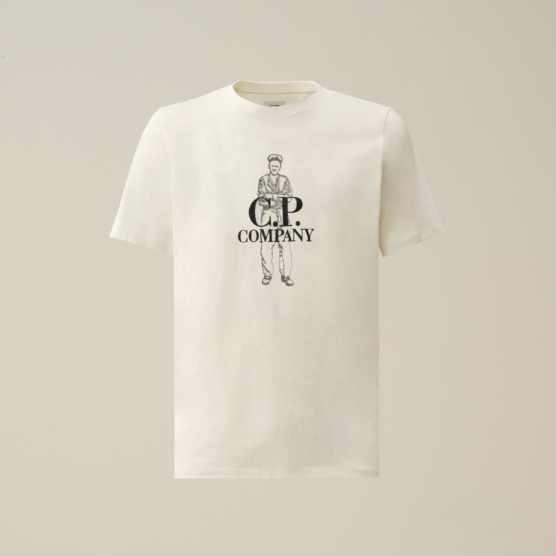 C.P. Company Short Sleeve Jersey T-Shirts - 103 Gauze White - Escape Menswear
