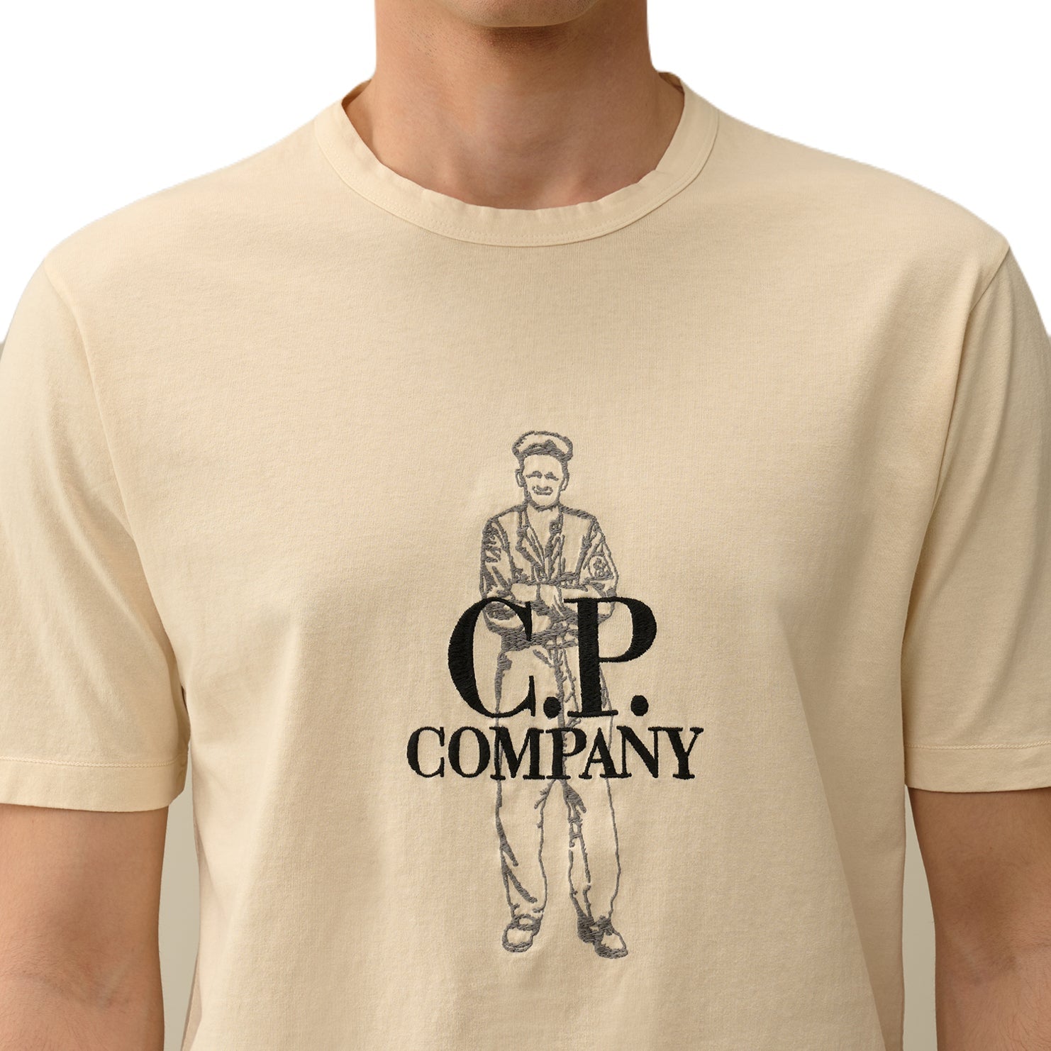 C.P. Company Short Sleeve Jersey T-Shirts - 402 Pistachio Beige - Escape Menswear
