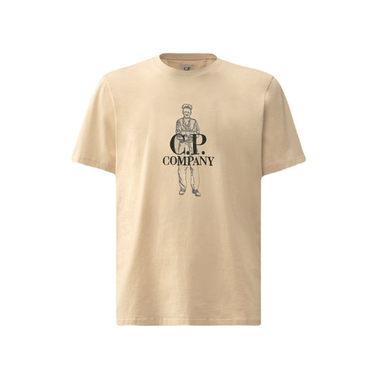 C.P. Company Short Sleeve Jersey T-Shirts - 402 Pistachio Beige - Escape Menswear