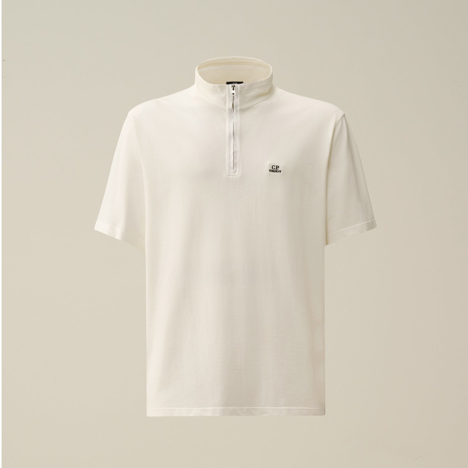 C.P. Company S/S Tacting Piquet Zipped Polo - 103 Gauze White - Escape Menswear