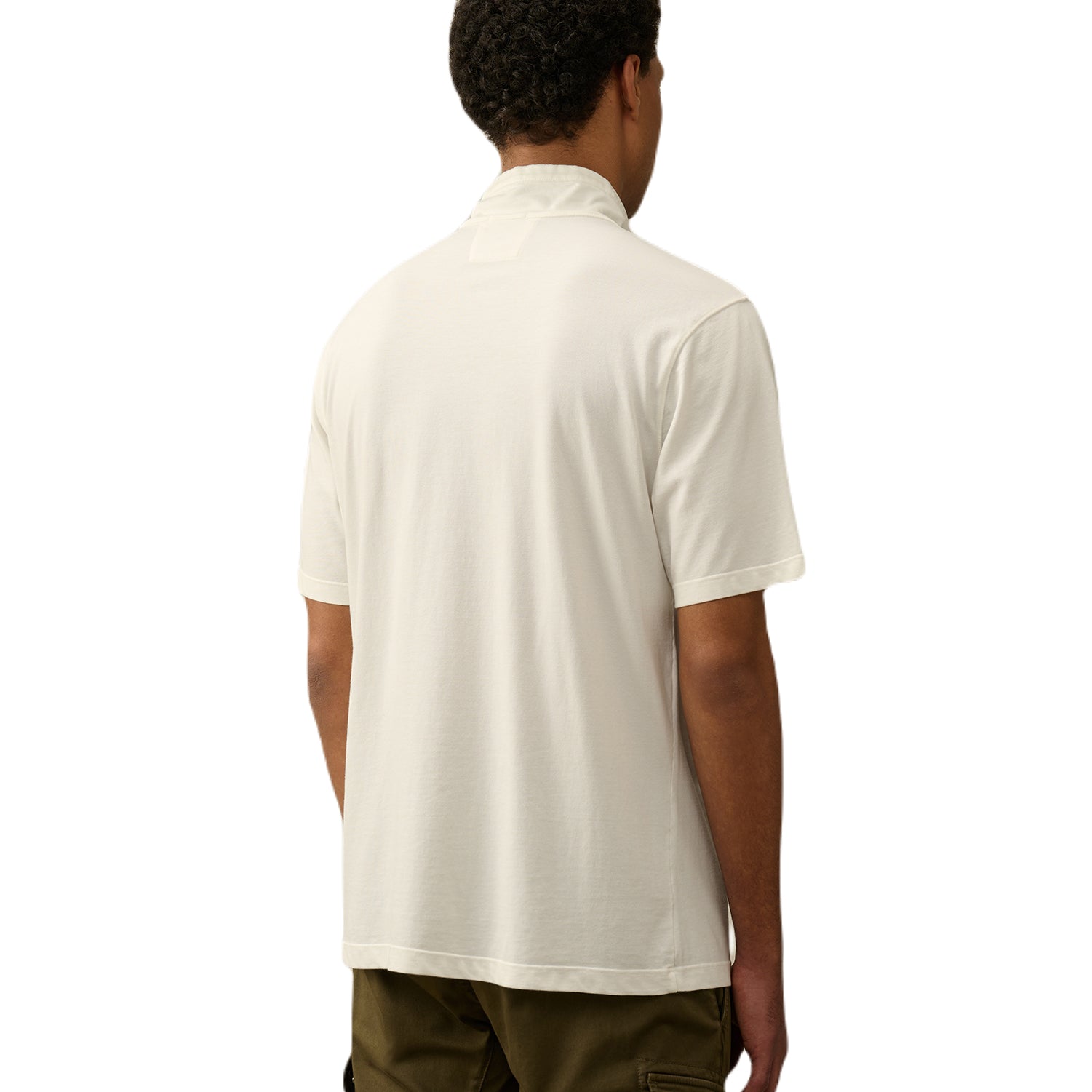 C.P. Company S/S Tacting Piquet Zipped Polo - 103 Gauze White - Escape Menswear