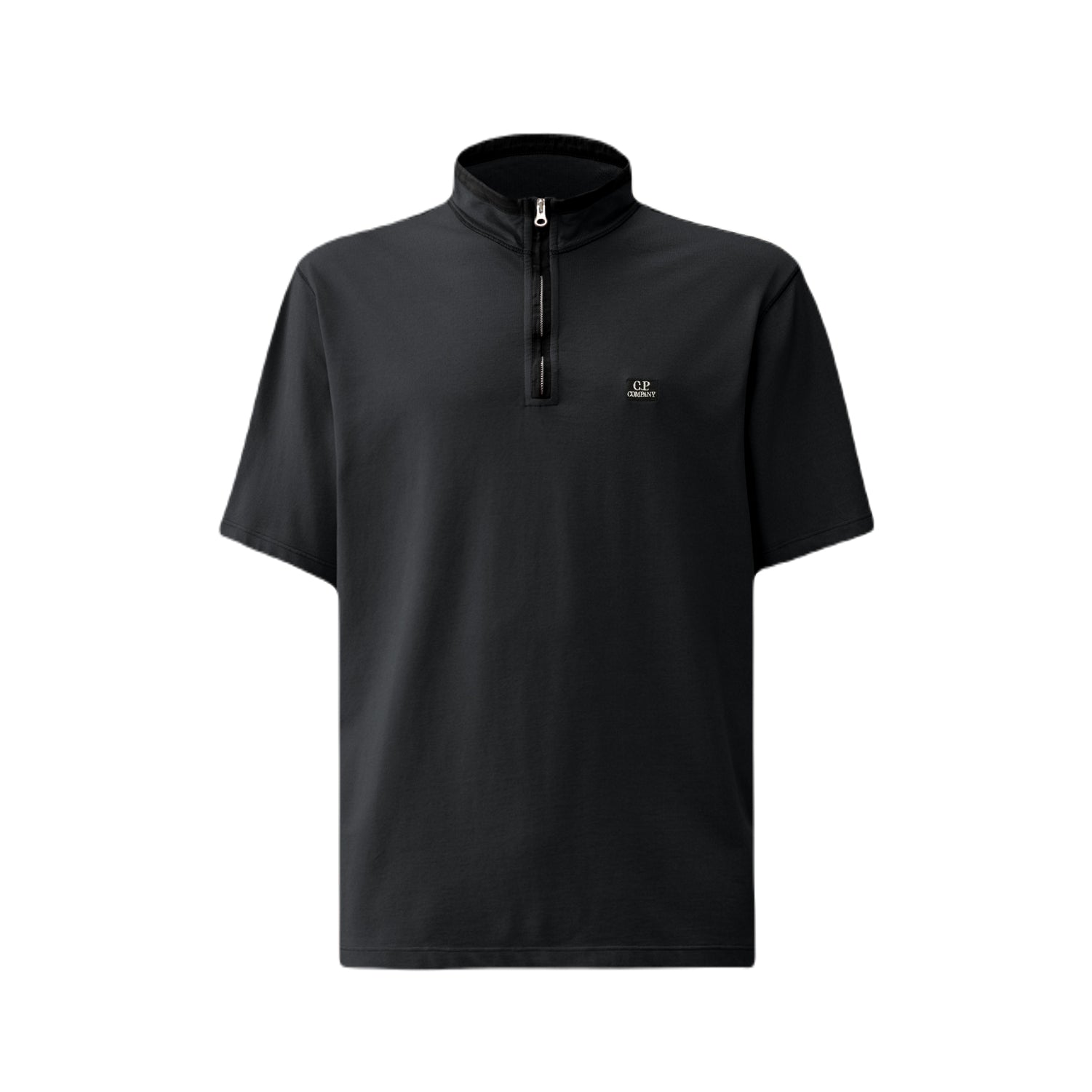 C.P. Company S/S Tacting Piquet Zipped Polo - 999 Black - Escape Menswear