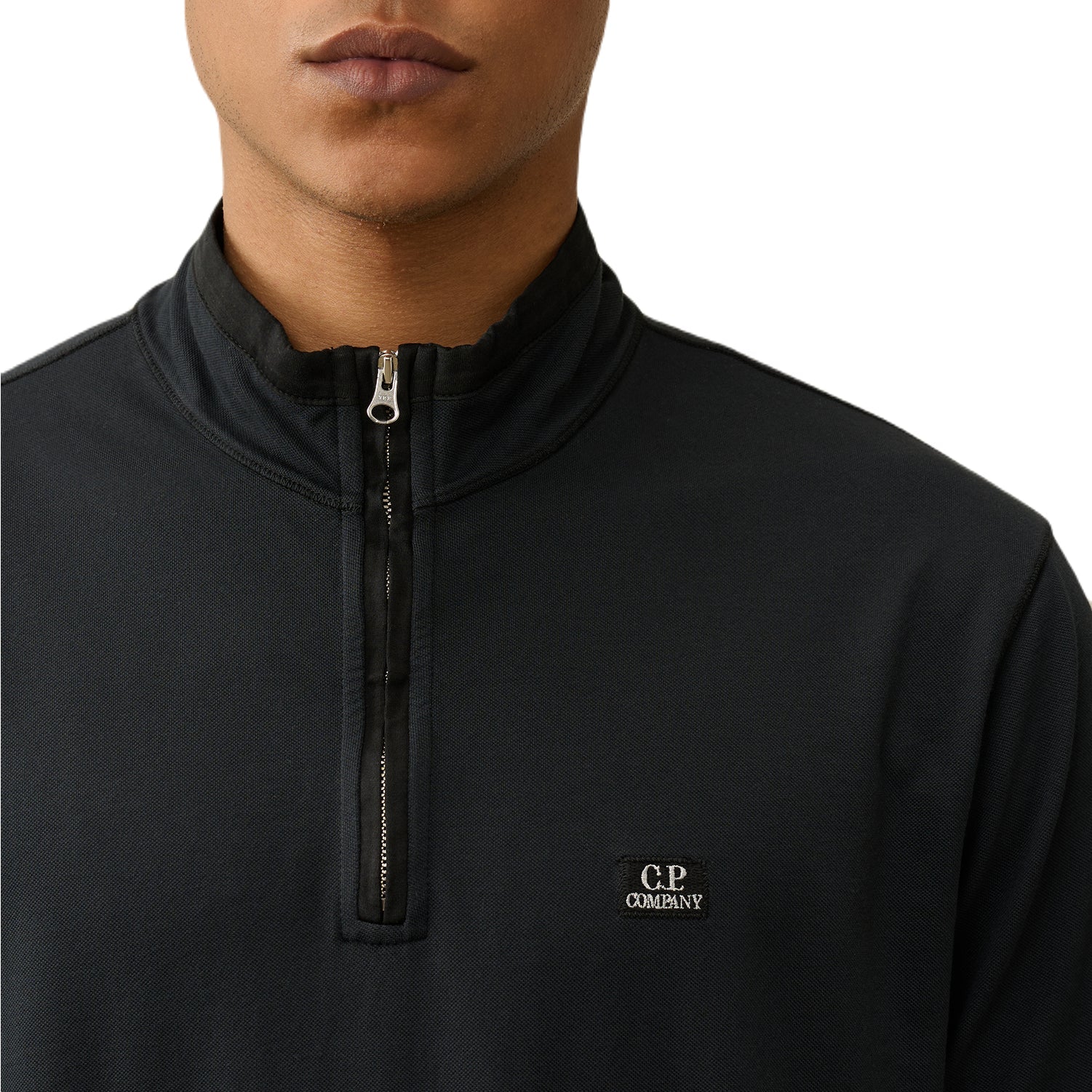 C.P. Company S/S Tacting Piquet Zipped Polo - 999 Black - Escape Menswear