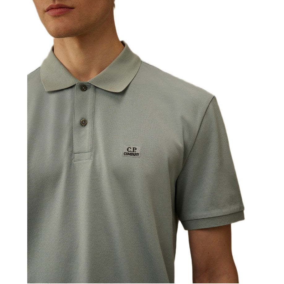 CP Company Stretch Piquet Polo Shirt - 809 Silver Blue - Escape Menswear