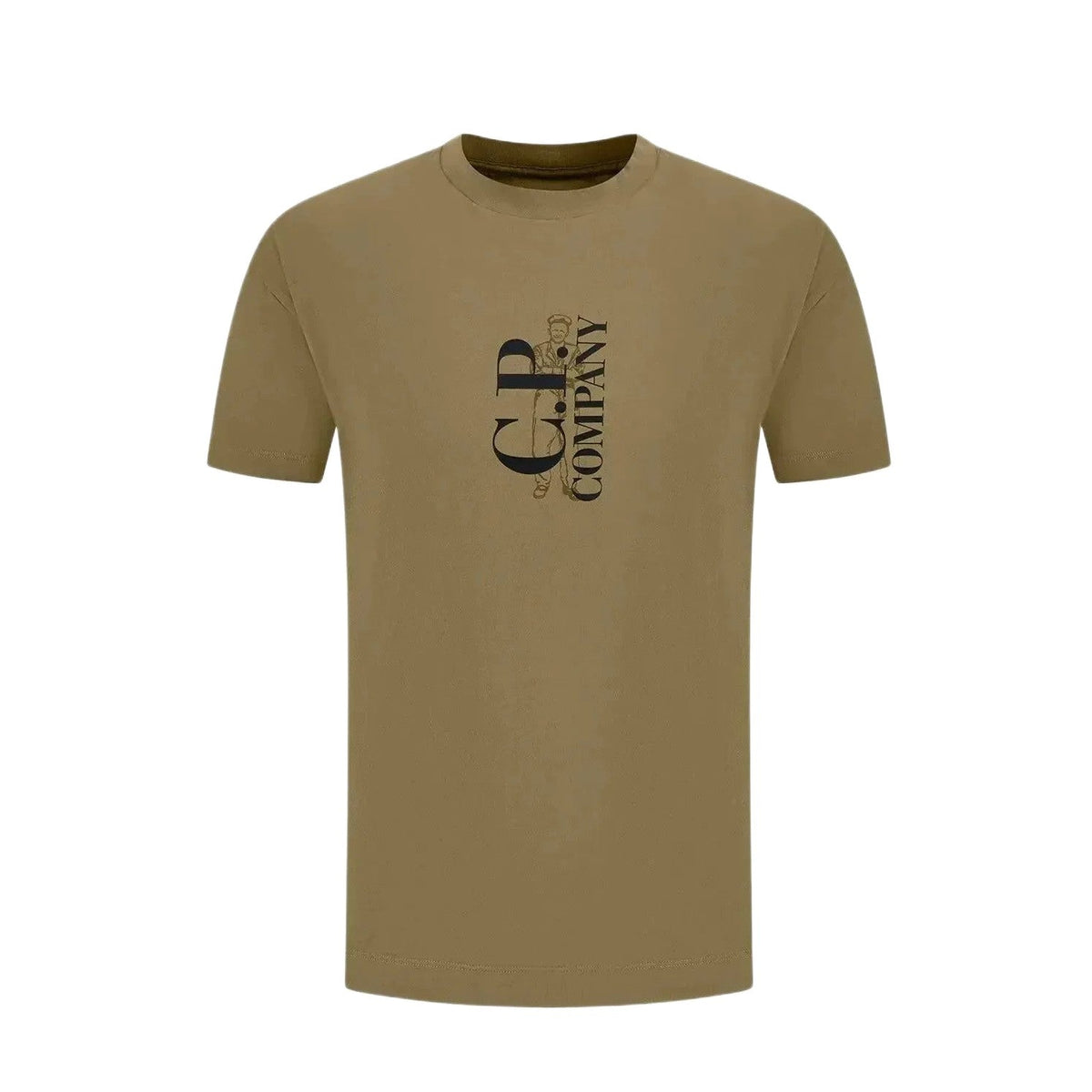 CP Company Vertical Logo T-Shirt - 356 Rock Beige - Escape Menswear