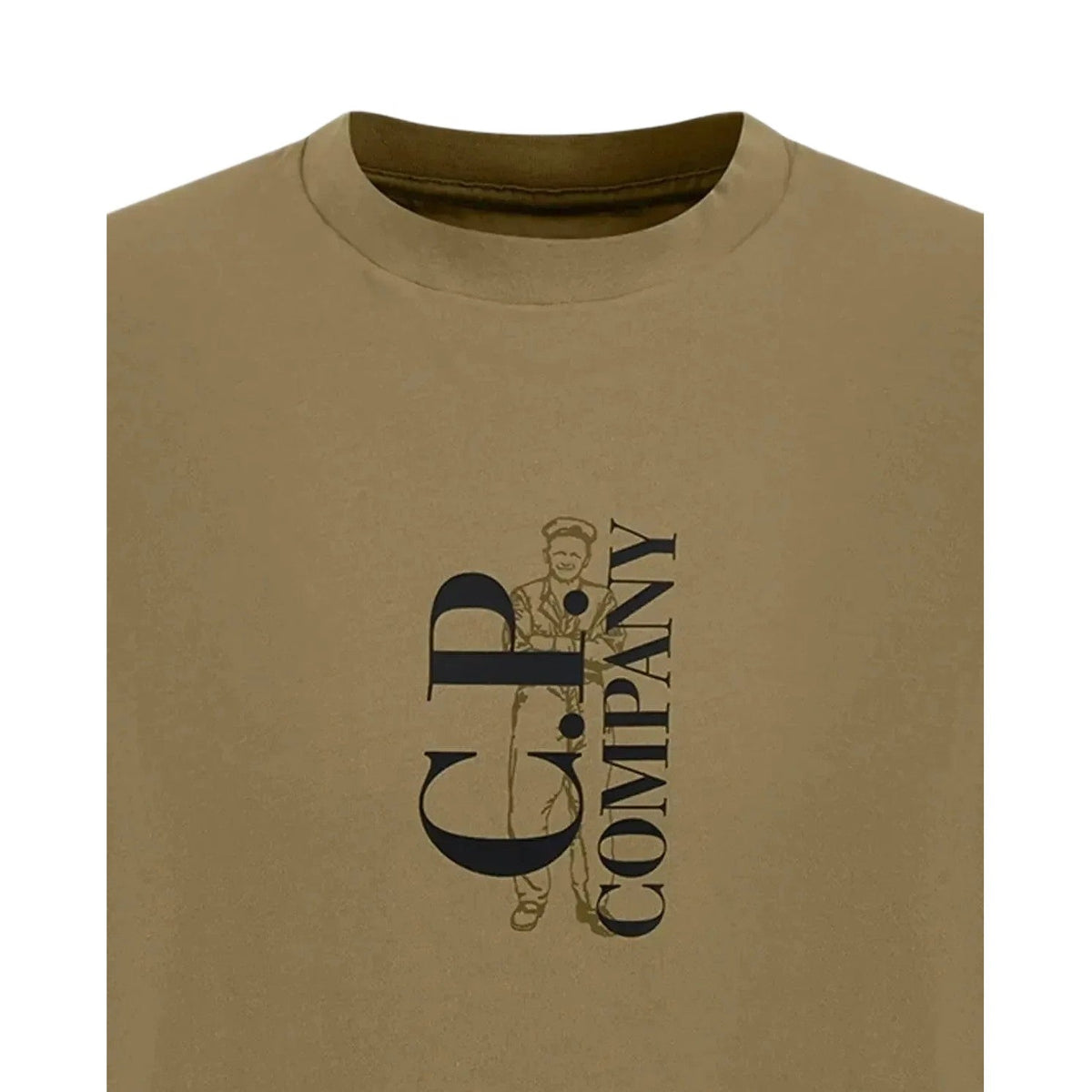 CP Company Vertical Logo T-Shirt - 356 Rock Beige - Escape Menswear