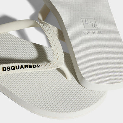 DSquared FFM0001 Flip Flops - 1062 White - Escape Menswear