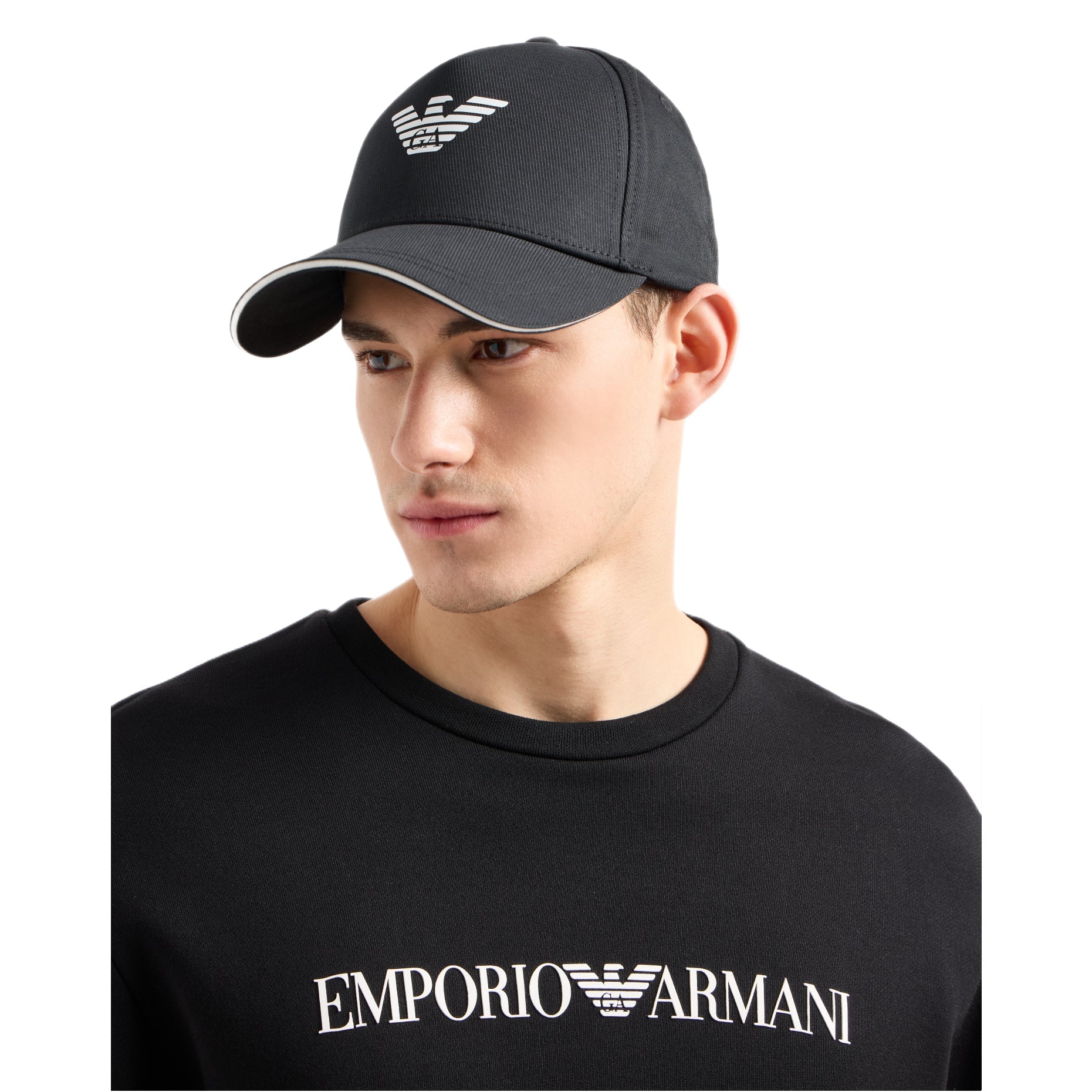 Emporio Armani Eagle Print Baseball Cap - 020 Black - Escape Menswear