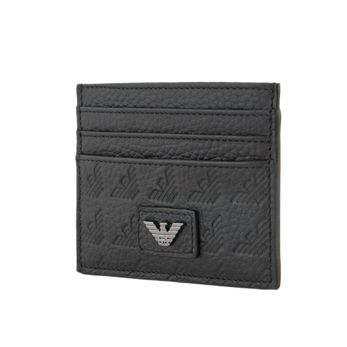 Emporio Armani Embossed Eagle Card Holder - 001 Black - Escape Menswear