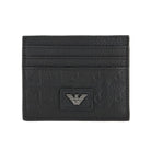 Emporio Armani Embossed Eagle Card Holder - 001 Black - Escape Menswear