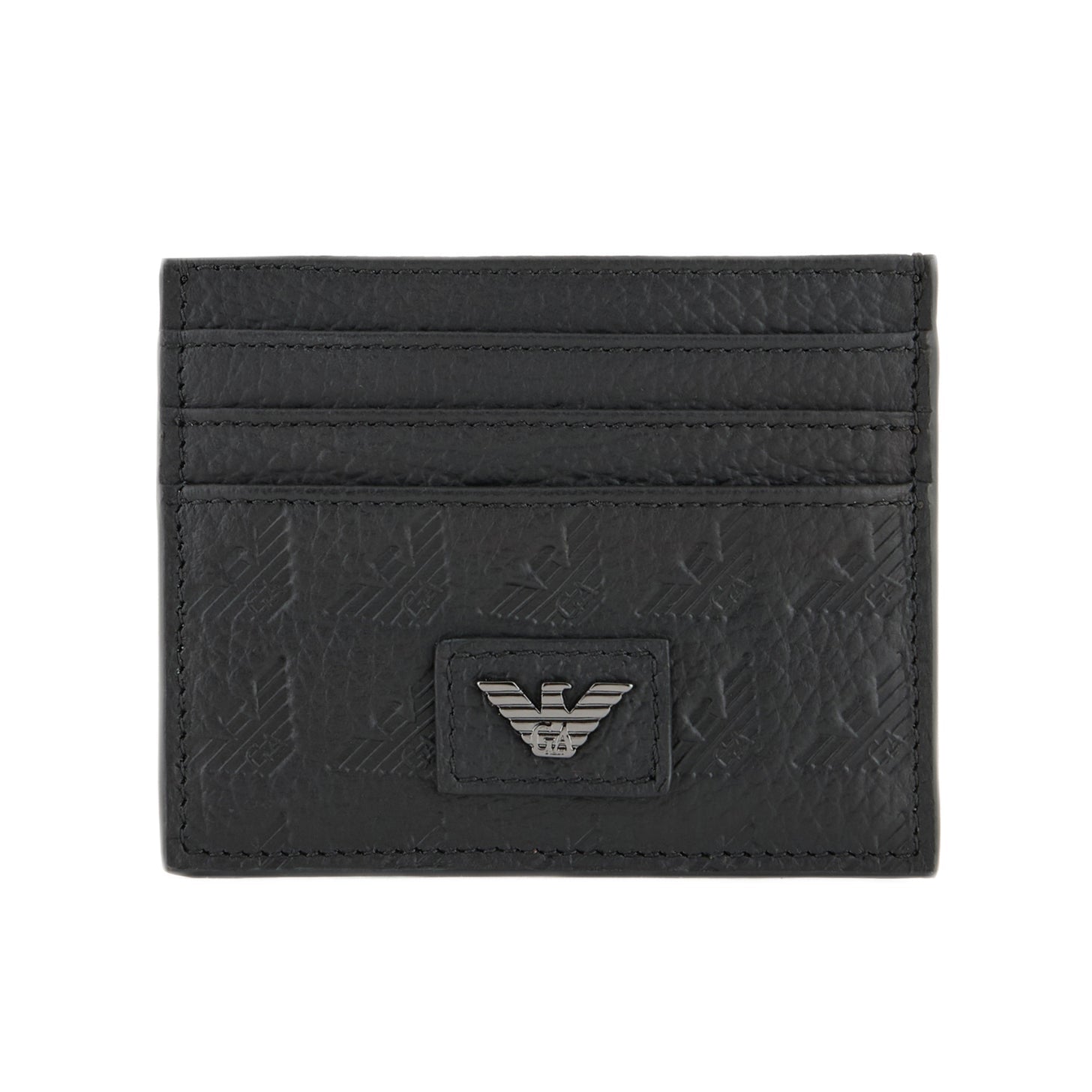 Emporio Armani Embossed Eagle Card Holder - 001 Black - Escape Menswear