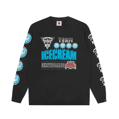 Ice Cream Team Long Sleeve T-Shirt - Black - Escape Menswear