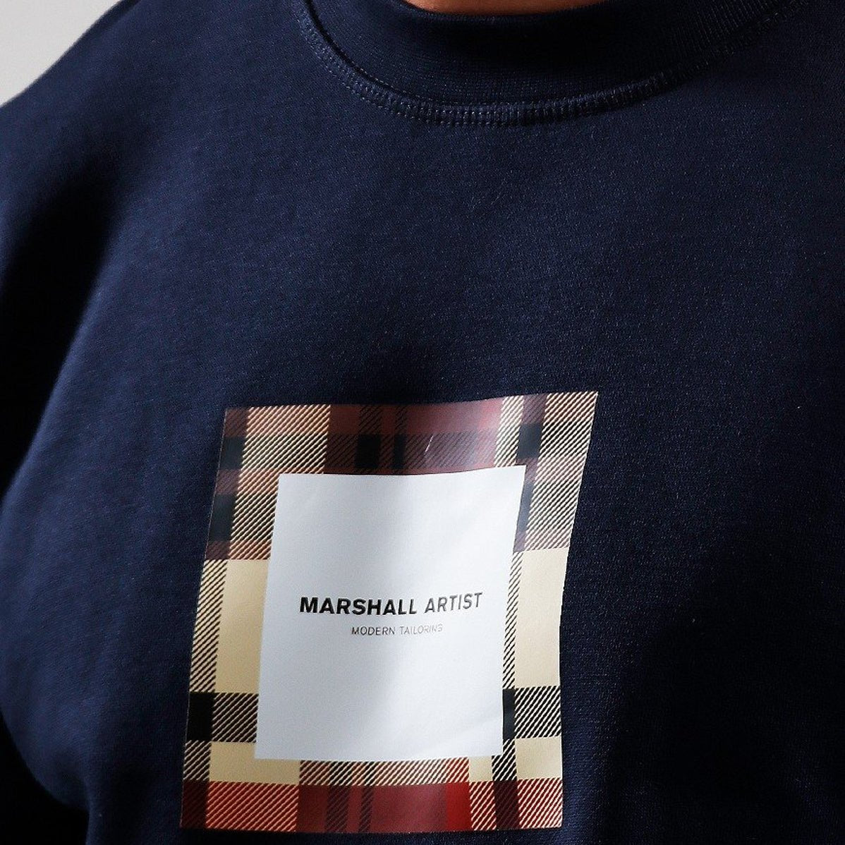 Marshall Artist Carter Check Sweatshirt - 003 Navy - Escape Menswear