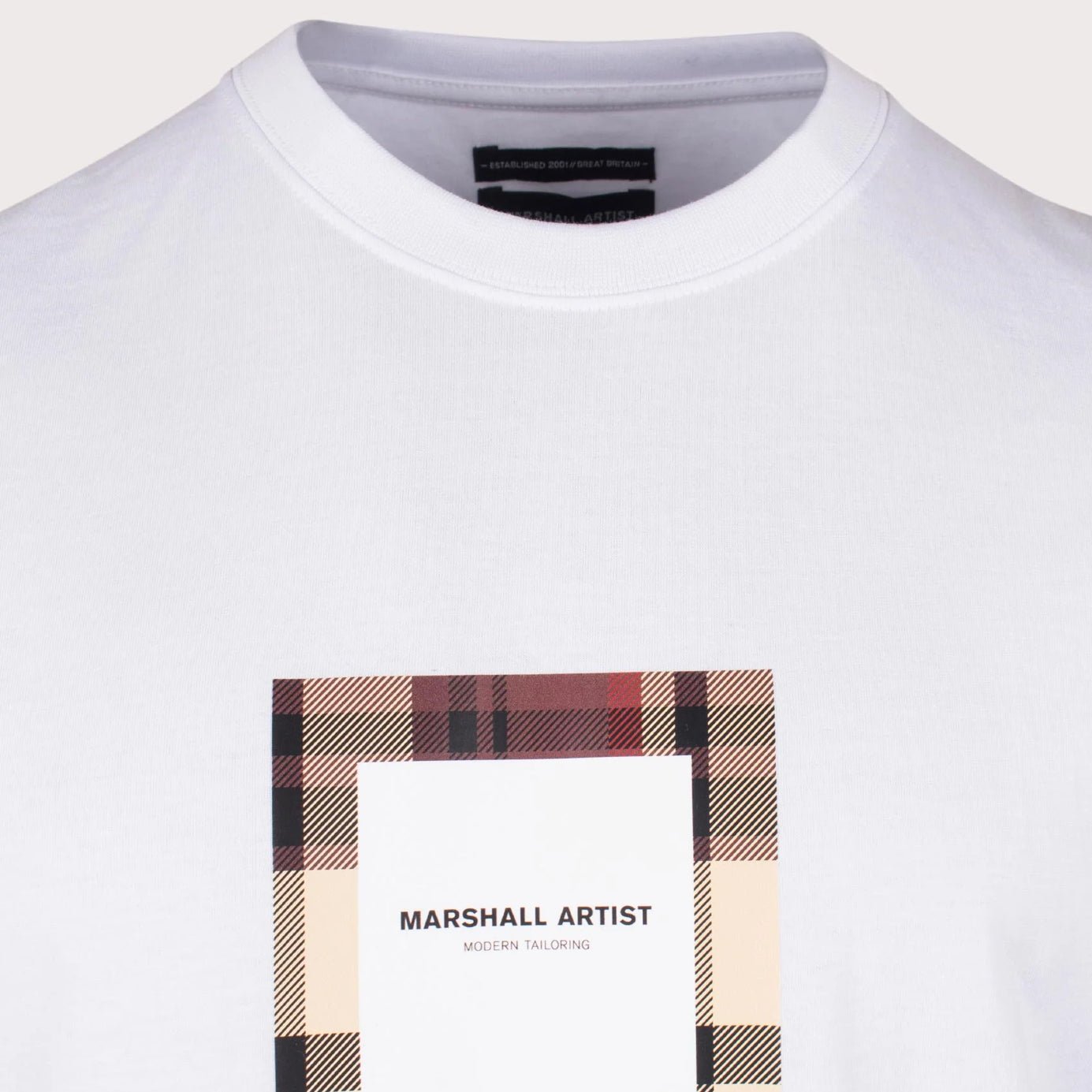 Marshall Artist Carter Check T-Shirt - 002 White - Escape Menswear