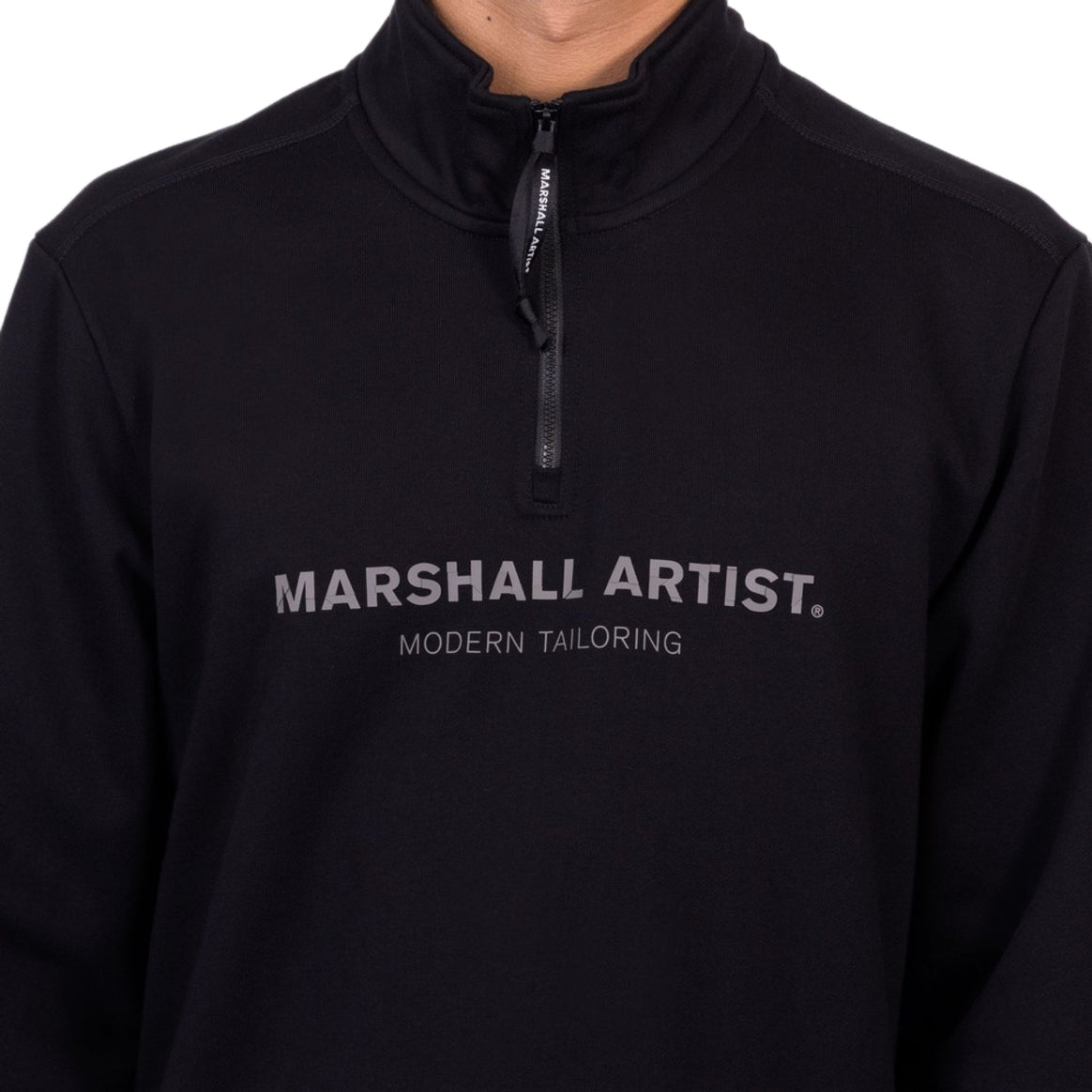 Marshall Artist Microsphere ¼ Zip Sweatshirt - 001 Black - Escape Menswear