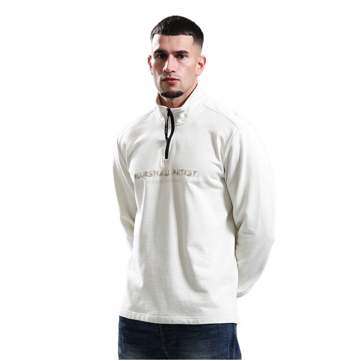 Marshall Artist Microsphere ¼ Zip Sweatshirt - 040 Ecru - Escape Menswear