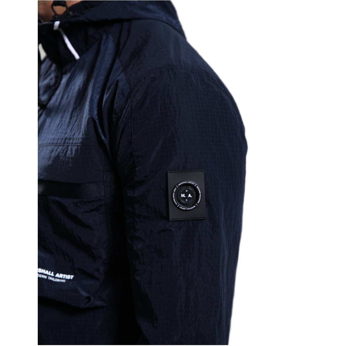 Marshall Artist Sicuro Hooded Overshirt - 003 Navy - Escape Menswear
