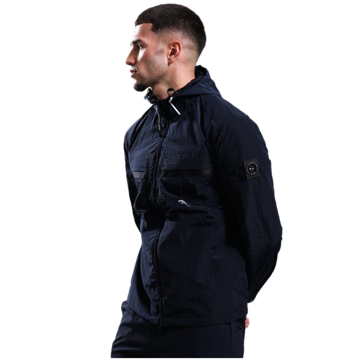 Marshall Artist Sicuro Hooded Overshirt - 003 Navy - Escape Menswear