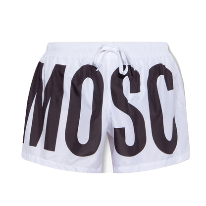 Moschino MOSC logo Swim Short - 1001 White - Escape Menswear