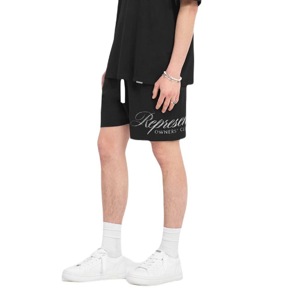 Represent Owners Club Script Mesh Shorts - 001 Black - Escape Menswear