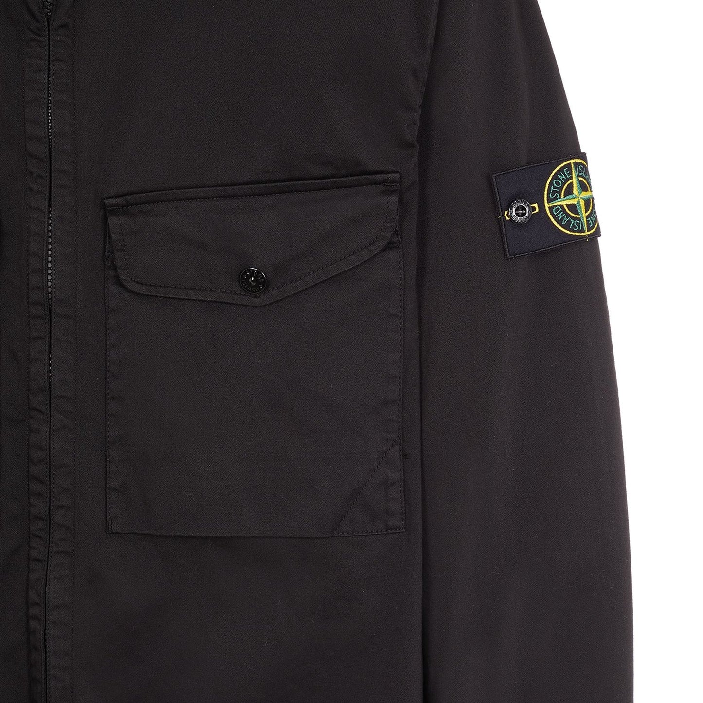 Stone Island 10812 Stretch Cotton Overshirt - V0029 Black - Escape Menswear