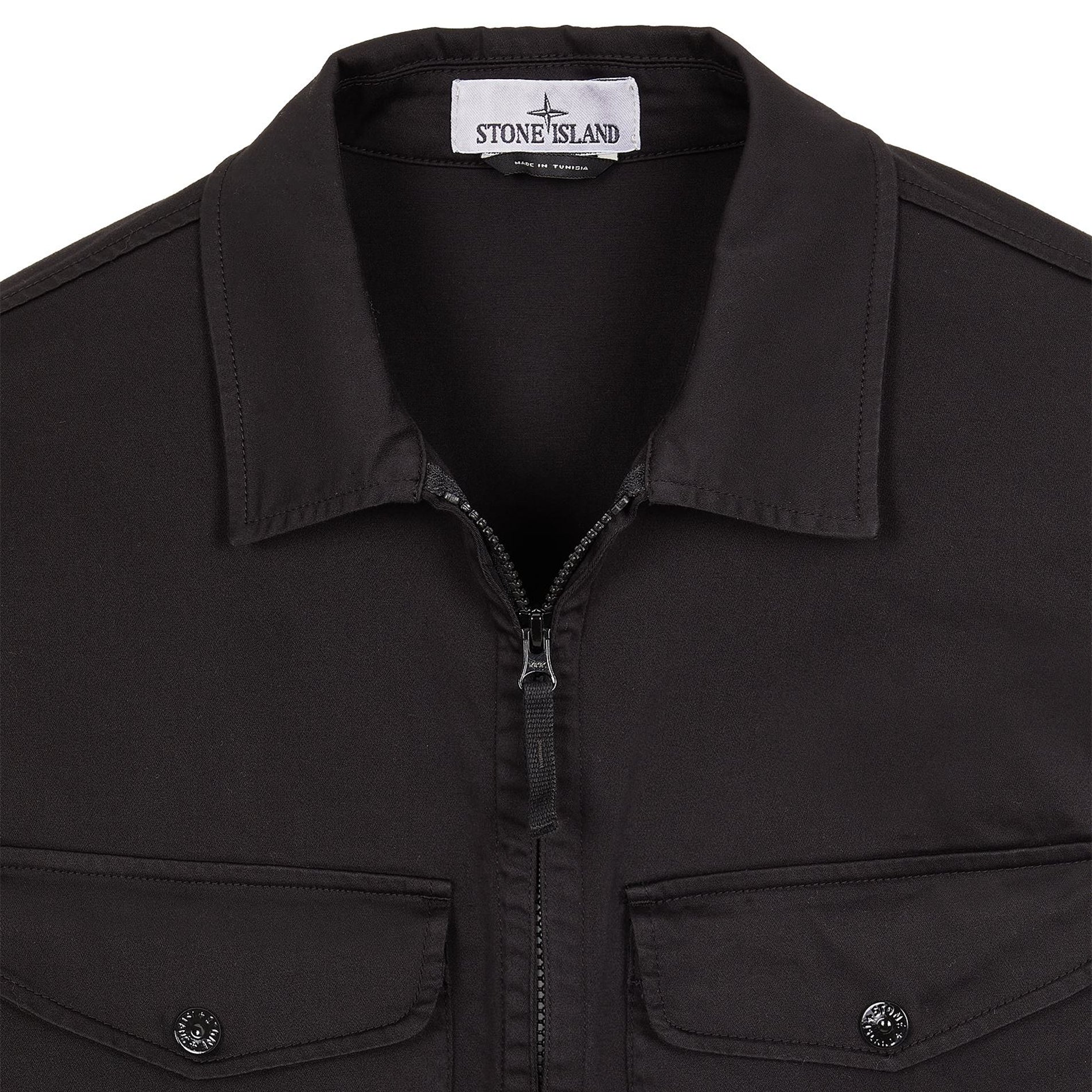 Stone Island 10812 Stretch Cotton Overshirt - V0029 Black - Escape Menswear