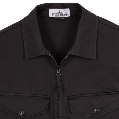 Stone Island 10812 Stretch Cotton Overshirt - V0029 Black - Escape Menswear