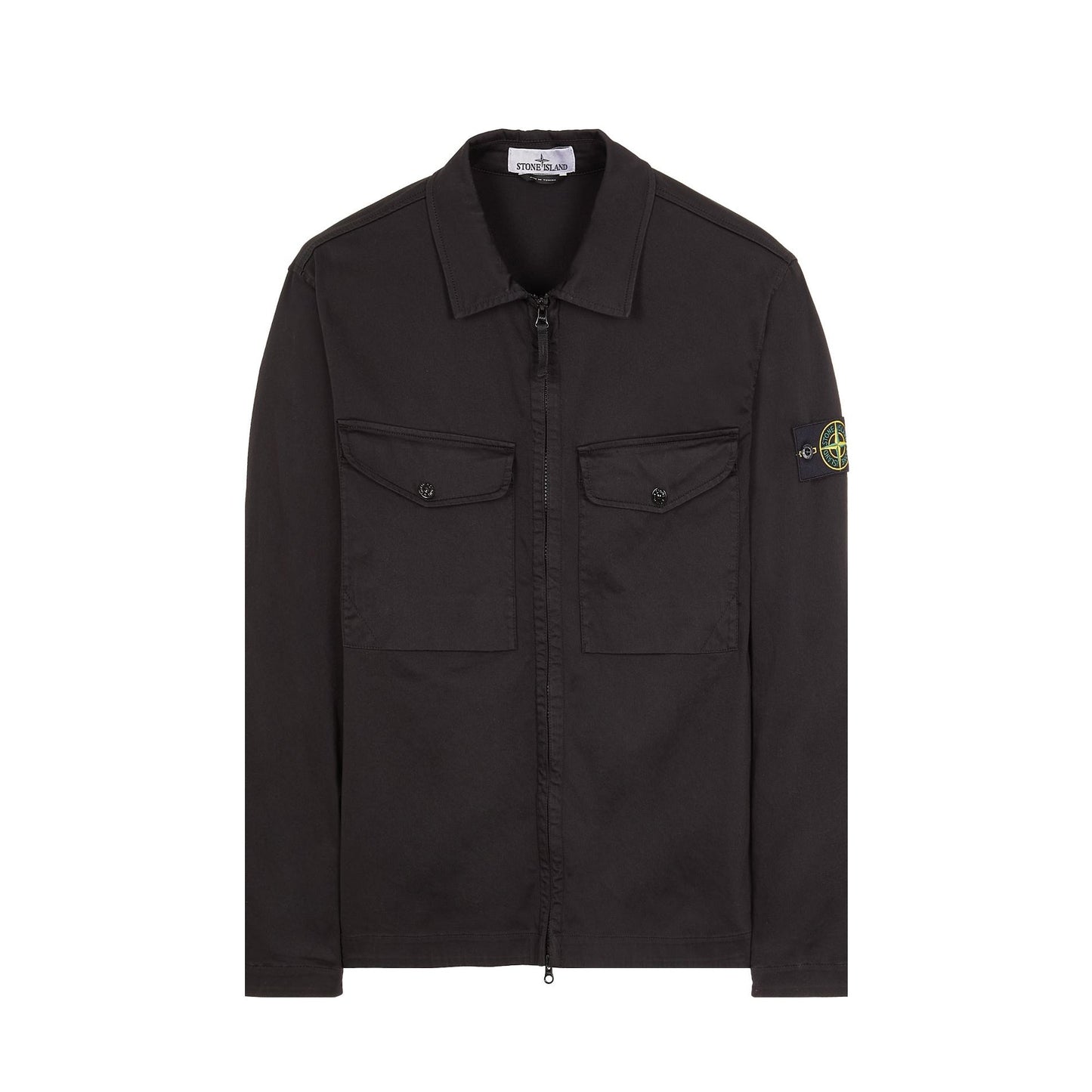 Stone Island 10812 Stretch Cotton Overshirt - V0029 Black - Escape Menswear