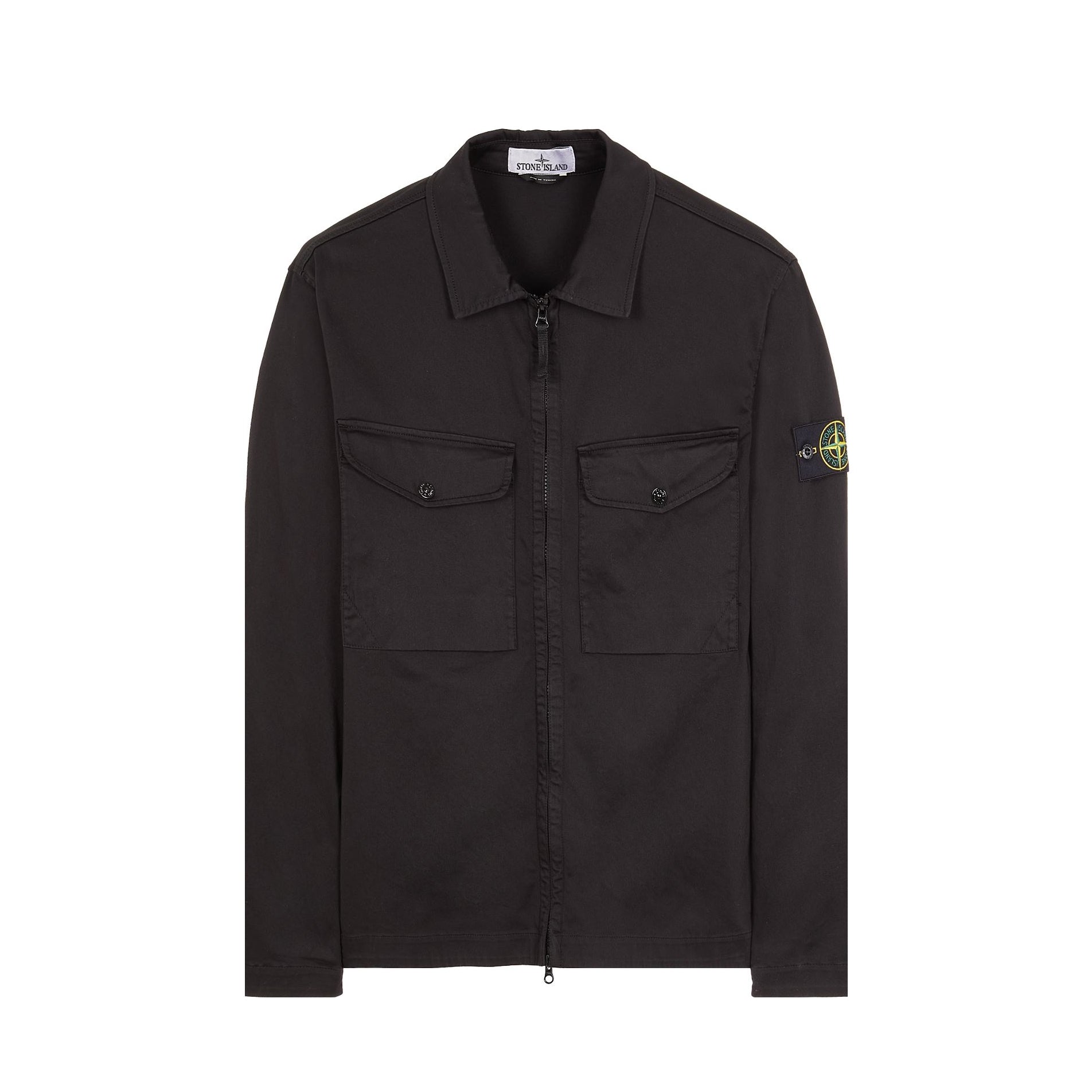 Stone Island 10812 Stretch Cotton Overshirt - V0029 Black - Escape Menswear