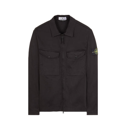 Stone Island 10812 Stretch Cotton Overshirt - V0029 Black - Escape Menswear