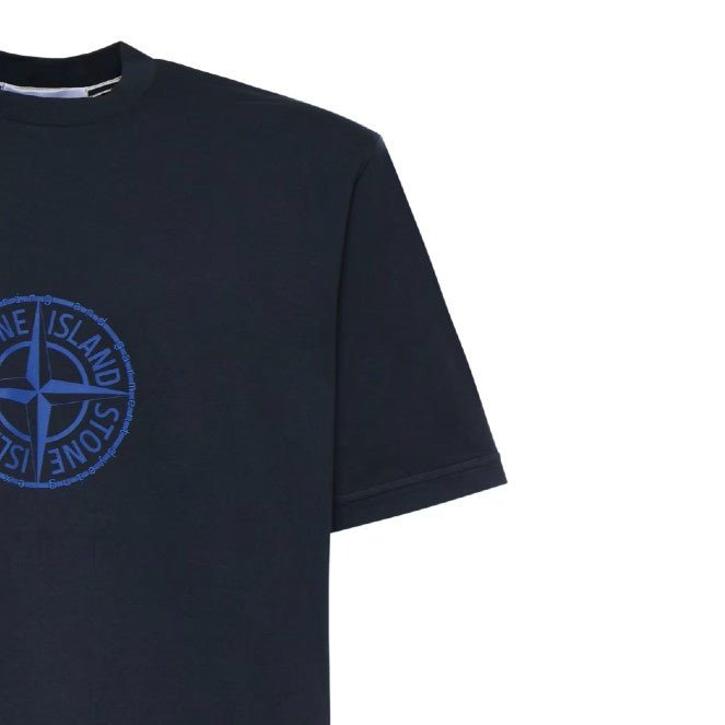 Stone Island All Around Compass Print T-Shirt - 020 Navy Blue - Escape Menswear