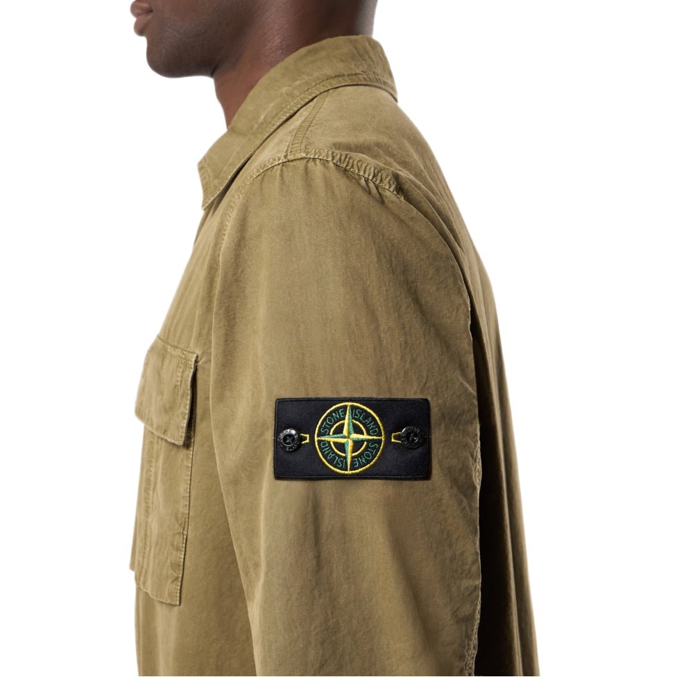 Stone Island Brushed Cotton Overshirt - V015G Military Green - Escape Menswear