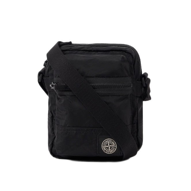Stone Island Coated Nylon Crossbody Bag - 029 Black - Escape Menswear