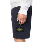 Stone Island Cotton Fleece Cargo Bermuda Shorts - V0020 Navy Blue - Escape Menswear