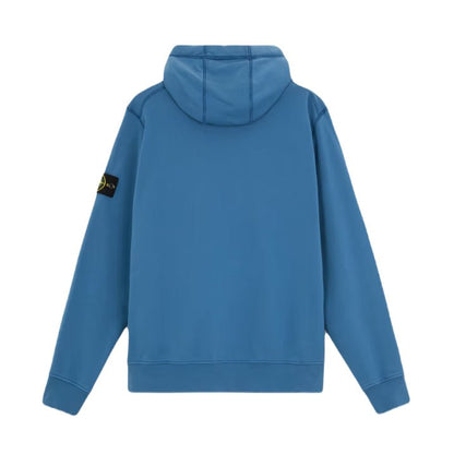 Stone Island Cotton Fleece Zip Hoodie - Avio Blue - Escape Menswear