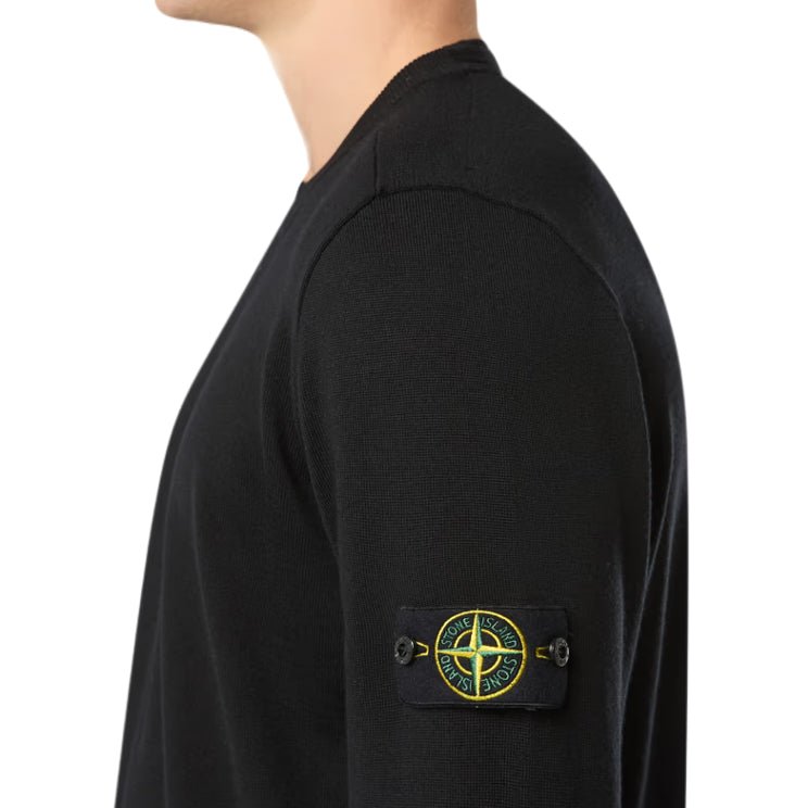 Stone Island Light Pure Wool Knit Sweater - Black - Escape Menswear