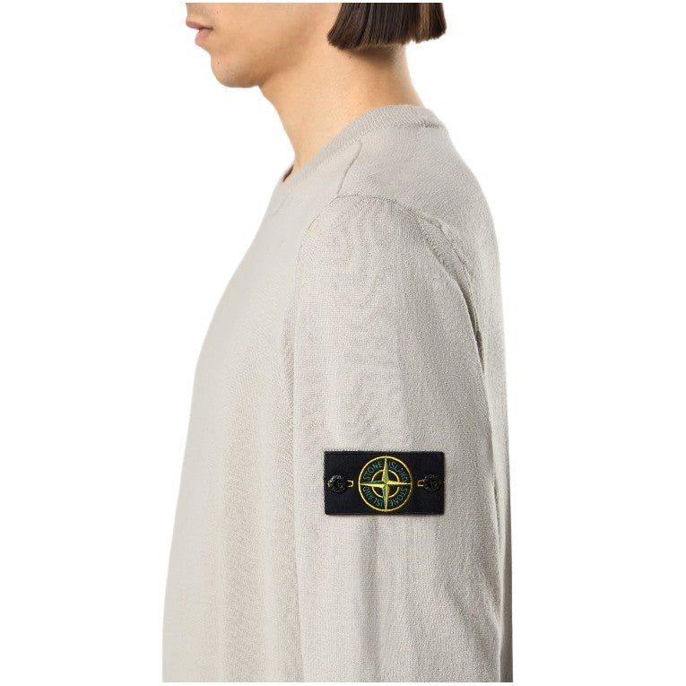 Stone Island Light Raw Organic Cotton Jumper - 061 Pearl Grey - Escape Menswear