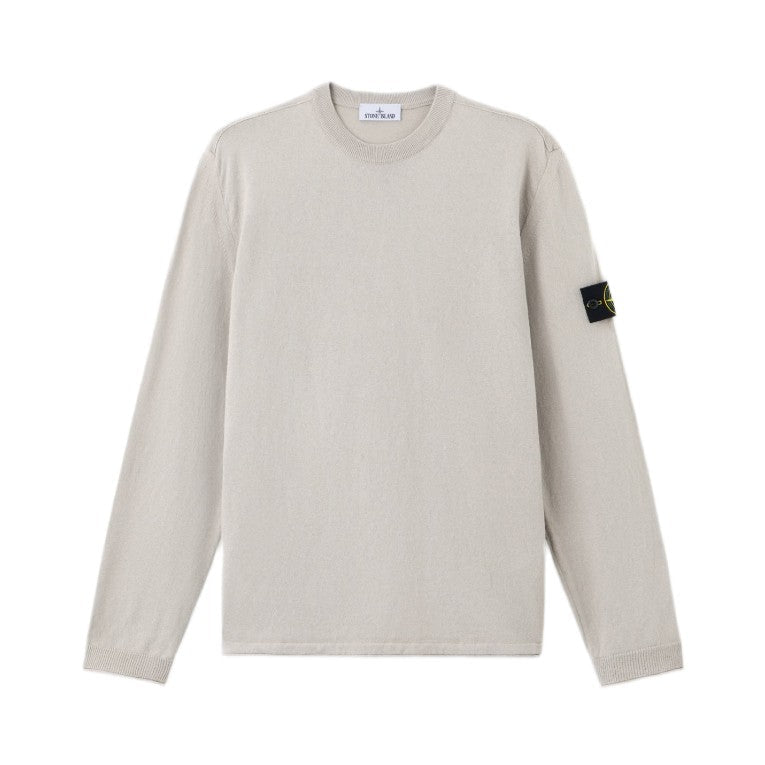 Stone Island Light Raw Organic Cotton Jumper - 061 Pearl Grey - Escape Menswear