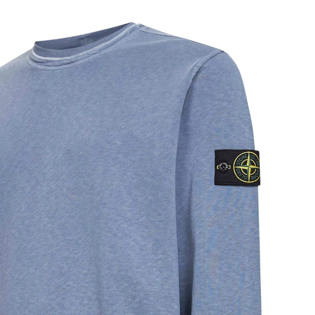 Stone Island Malfile Fleece Old Effect Sweatshirt - 124 Avio Blue - Escape Menswear