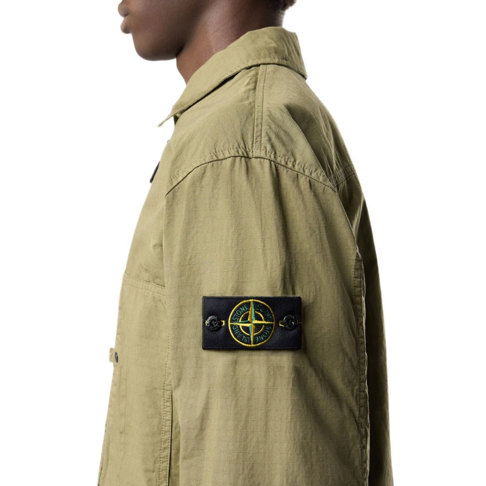 Stone Island Mercerised Ripstop Overshirt - V005G Military Green - Escape Menswear