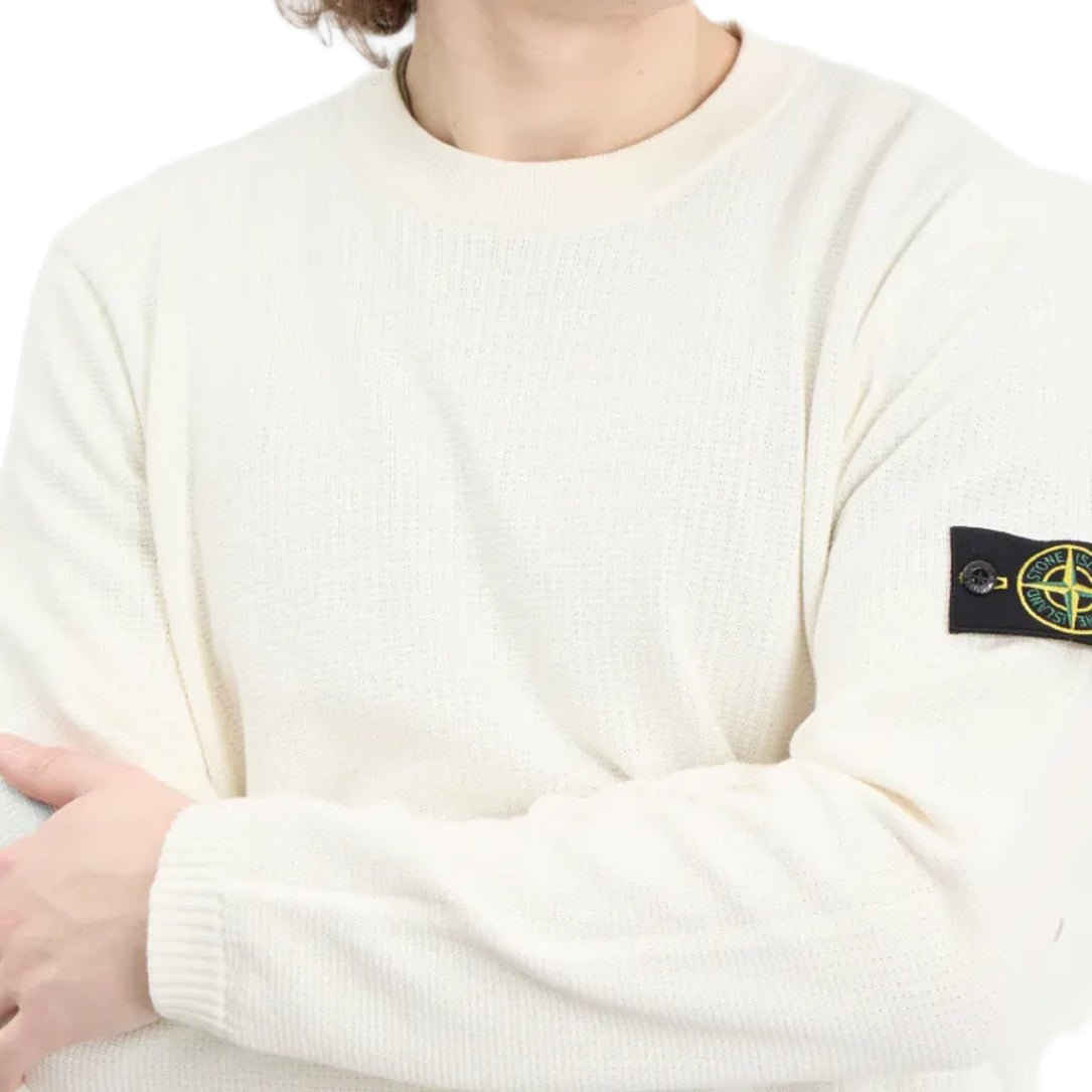 Stone Island Micro Stitch Ribbed Jumper - V0093 Ivory - Escape Menswear