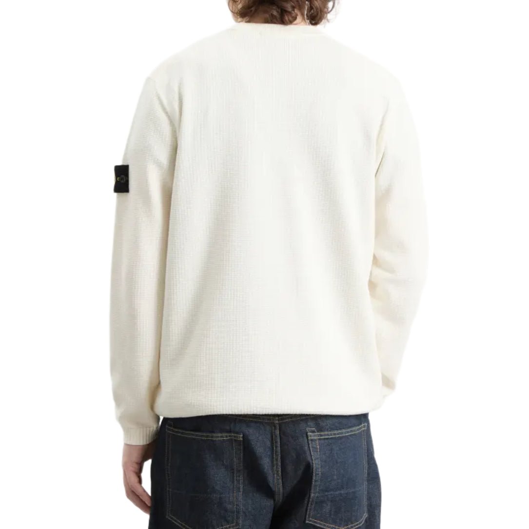 Stone Island Micro Stitch Ribbed Jumper - V0093 Ivory - Escape Menswear