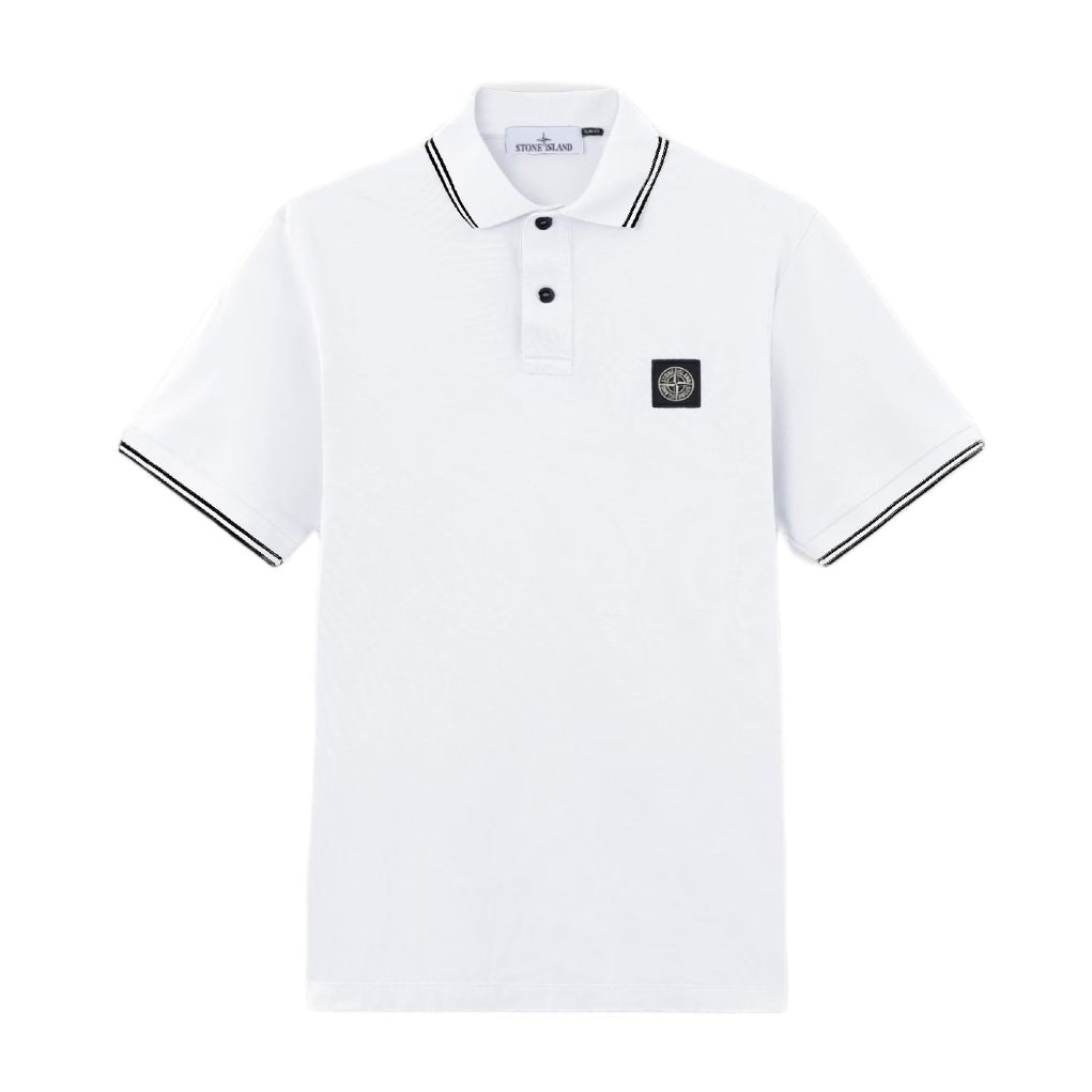 Stone Island Patch Tipped Polo Shirt - V1001 White - Escape Menswear